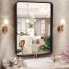 imageHasipu Black Bathroom Over Sink Mirror 41x21 Inch Rounded Rectangle Vanity Mirror Metal Framed Wall Mirrors AntiRust Surface Mount Hangs Horizontal or VerticalBlack