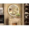 imageHasipu Black Bathroom Over Sink Mirror 41x21 Inch Rounded Rectangle Vanity Mirror Metal Framed Wall Mirrors AntiRust Surface Mount Hangs Horizontal or VerticalGold Led