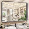 imageHasipu Black Bathroom Over Sink Mirror 41x21 Inch Rounded Rectangle Vanity Mirror Metal Framed Wall Mirrors AntiRust Surface Mount Hangs Horizontal or VerticalBlack