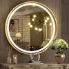 imageHasipu Black Bathroom Over Sink Mirror 41x21 Inch Rounded Rectangle Vanity Mirror Metal Framed Wall Mirrors AntiRust Surface Mount Hangs Horizontal or VerticalGold Led