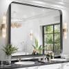 imageHasipu Black Bathroom Over Sink Mirror 41x21 Inch Rounded Rectangle Vanity Mirror Metal Framed Wall Mirrors AntiRust Surface Mount Hangs Horizontal or VerticalBlack