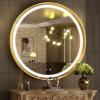 imageHasipu Black Bathroom Over Sink Mirror 41x21 Inch Rounded Rectangle Vanity Mirror Metal Framed Wall Mirrors AntiRust Surface Mount Hangs Horizontal or VerticalGold Led
