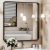 imageHasipu Black Bathroom Over Sink Mirror 41x21 Inch Rounded Rectangle Vanity Mirror Metal Framed Wall Mirrors AntiRust Surface Mount Hangs Horizontal or VerticalBlack