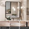 imageHasipu Black Bathroom Over Sink Mirror 41x21 Inch Rounded Rectangle Vanity Mirror Metal Framed Wall Mirrors AntiRust Surface Mount Hangs Horizontal or VerticalBlack