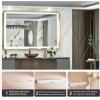 imageHasipu Black Bathroom Over Sink Mirror 41x21 Inch Rounded Rectangle Vanity Mirror Metal Framed Wall Mirrors AntiRust Surface Mount Hangs Horizontal or VerticalGold Led