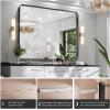 imageHasipu Black Bathroom Over Sink Mirror 41x21 Inch Rounded Rectangle Vanity Mirror Metal Framed Wall Mirrors AntiRust Surface Mount Hangs Horizontal or VerticalBlack