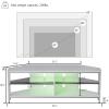 imageHasipu Corner TV Stand for 55 Inch TV Corner TV Stand with LED Lights and Power Outlet Corner Entertainment Center with 4 Open Storage Spaces and Adjustable Glass Shelves White