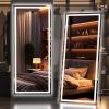imageHasipu Full Length Mirror with Lights 56quot x 158quot LED Floor Mirror Full Body Dressing Standing Hanging Mounted Mirror for Living Room Bedroom Cloakroom Square WhiteBlack