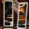 imageHasipu Full Length Mirror with Lights 56quot x 158quot LED Floor Mirror Full Body Dressing Standing Hanging Mounted Mirror for Living Room Bedroom Cloakroom Square WhiteBlack