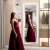 imageHasipu Full Length Mirror with Lights 56quot x 158quot LED Floor Mirror Full Body Dressing Standing Hanging Mounted Mirror for Living Room Bedroom Cloakroom Square WhiteWhite