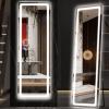 imageHasipu Full Length Mirror with Lights 56quot x 158quot LED Floor Mirror Full Body Dressing Standing Hanging Mounted Mirror for Living Room Bedroom Cloakroom Square BlackWhite
