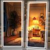 imageHasipu Full Length Mirror with Lights 56quot x 158quot LED Floor Mirror Full Body Dressing Standing Hanging Mounted Mirror for Living Room Bedroom Cloakroom Square WhiteBlack