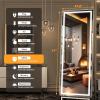 imageHasipu Full Length Mirror with Lights 56quot x 158quot LED Floor Mirror Full Body Dressing Standing Hanging Mounted Mirror for Living Room Bedroom Cloakroom Square WhiteBlack