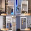 imageHasipu Full Length Mirror with Lights 56quot x 158quot LED Floor Mirror Full Body Dressing Standing Hanging Mounted Mirror for Living Room Bedroom Cloakroom Square BlackWhite