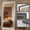 imageHasipu Full Length Mirror with Lights 56quot x 158quot LED Floor Mirror Full Body Dressing Standing Hanging Mounted Mirror for Living Room Bedroom Cloakroom Square BlackBlack