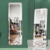 imageHasipu Full Length Mirror with Lights 56quot x 158quot LED Floor Mirror Full Body Dressing Standing Hanging Mounted Mirror for Living Room Bedroom Cloakroom Square WhiteWhite