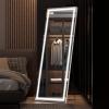 imageHasipu Full Length Mirror with Lights 56quot x 158quot LED Floor Mirror Full Body Dressing Standing Hanging Mounted Mirror for Living Room Bedroom Cloakroom Square WhiteWhite