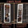 imageHasipu Full Length Mirror with Lights 56quot x 158quot LED Floor Mirror Full Body Dressing Standing Hanging Mounted Mirror for Living Room Bedroom Cloakroom Square WhiteWhite