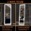 imageHasipu Full Length Mirror with Lights 56quot x 158quot LED Floor Mirror Full Body Dressing Standing Hanging Mounted Mirror for Living Room Bedroom Cloakroom Square BlackBlack