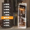 imageHasipu Full Length Mirror with Lights 56quot x 158quot LED Floor Mirror Full Body Dressing Standing Hanging Mounted Mirror for Living Room Bedroom Cloakroom Square BlackBlack