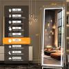 imageHasipu Full Length Mirror with Lights 56quot x 158quot LED Floor Mirror Full Body Dressing Standing Hanging Mounted Mirror for Living Room Bedroom Cloakroom Square BlackWhite