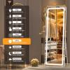 imageHasipu Full Length Mirror with Lights 56quot x 158quot LED Floor Mirror Full Body Dressing Standing Hanging Mounted Mirror for Living Room Bedroom Cloakroom Square WhiteWhite
