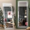 imageHasipu Full Length Mirror with Lights 56quot x 158quot LED Floor Mirror Full Body Dressing Standing Hanging Mounted Mirror for Living Room Bedroom Cloakroom Square WhiteBlack