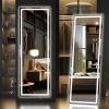imageHasipu Full Length Mirror with Lights 56quot x 158quot LED Floor Mirror Full Body Dressing Standing Hanging Mounted Mirror for Living Room Bedroom Cloakroom Square WhiteBlack