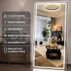 imageHasipu Full Length Mirror with Lights 56quot x 158quot LED Floor Mirror Full Body Dressing Standing Hanging Mounted Mirror for Living Room Bedroom Cloakroom Square WhiteBlack