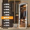 imageHasipu Full Length Mirror with Lights 56quot x 158quot LED Floor Mirror Full Body Dressing Standing Hanging Mounted Mirror for Living Room Bedroom Cloakroom Square BlackBlack