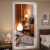 imageHasipu Full Length Mirror with Lights 56quot x 158quot LED Floor Mirror Full Body Dressing Standing Hanging Mounted Mirror for Living Room Bedroom Cloakroom Square BlackWhite