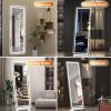 imageHasipu Full Length Mirror with Lights 56quot x 158quot LED Floor Mirror Full Body Dressing Standing Hanging Mounted Mirror for Living Room Bedroom Cloakroom Square WhiteWhite