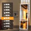 imageHasipu Full Length Mirror with Lights 56quot x 158quot LED Floor Mirror Full Body Dressing Standing Hanging Mounted Mirror for Living Room Bedroom Cloakroom Square WhiteBlack