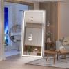 imageHasipu Full Length Mirror with Lights 56quot x 158quot LED Floor Mirror Full Body Dressing Standing Hanging Mounted Mirror for Living Room Bedroom Cloakroom Square WhiteWhite