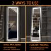 imageHasipu Full Length Mirror with Lights 56quot x 158quot LED Floor Mirror Full Body Dressing Standing Hanging Mounted Mirror for Living Room Bedroom Cloakroom Square WhiteBlack