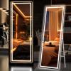 imageHasipu Full Length Mirror with Lights 56quot x 158quot LED Floor Mirror Full Body Dressing Standing Hanging Mounted Mirror for Living Room Bedroom Cloakroom Square WhiteWhite
