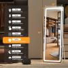 imageHasipu Full Length Mirror with Lights 56quot x 158quot LED Floor Mirror Full Body Dressing Standing Hanging Mounted Mirror for Living Room Bedroom Cloakroom Square WhiteWhite