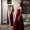 imageHasipu Full Length Mirror with Lights 56quot x 158quot LED Floor Mirror Full Body Dressing Standing Hanging Mounted Mirror for Living Room Bedroom Cloakroom Square WhiteWhite