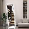 imageHasipu Full Length Mirror with Lights 56quot x 158quot LED Floor Mirror Full Body Dressing Standing Hanging Mounted Mirror for Living Room Bedroom Cloakroom Square WhiteWhite