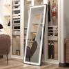 imageHasipu Full Length Mirror with Lights 67quot x 24quot LED Lighted Floor Standing Full Body Dressing Hanging Mounted Mirror Dimmable Tempered Glass Safe to Use Square BlackBlack