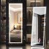 imageHasipu Full Length Mirror with Lights 67quot x 24quot LED Lighted Floor Standing Full Body Dressing Hanging Mounted Mirror Dimmable Tempered Glass Safe to Use Square BlackWhite