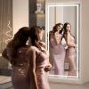 imageHasipu Full Length Mirror with Lights 67quot x 24quot LED Lighted Floor Standing Full Body Dressing Hanging Mounted Mirror Dimmable Tempered Glass Safe to Use Square BlackBlack