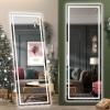 imageHasipu Full Length Mirror with Lights 67quot x 24quot LED Lighted Floor Standing Full Body Dressing Hanging Mounted Mirror Dimmable Tempered Glass Safe to Use Square BlackWhite