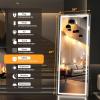 imageHasipu Full Length Mirror with Lights 67quot x 24quot LED Lighted Floor Standing Full Body Dressing Hanging Mounted Mirror Dimmable Tempered Glass Safe to Use Square BlackBlack