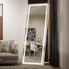 imageHasipu Full Length Mirror with Lights 67quot x 24quot LED Lighted Floor Standing Full Body Dressing Hanging Mounted Mirror Dimmable Tempered Glass Safe to Use Square BlackWhite