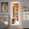 imageHasipu Full Length Mirror with Lights 67quot x 24quot LED Lighted Floor Standing Full Body Dressing Hanging Mounted Mirror Dimmable Tempered Glass Safe to Use Square BlackWhite