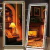 imageHasipu Full Length Mirror with Lights 67quot x 24quot LED Lighted Floor Standing Full Body Dressing Hanging Mounted Mirror Dimmable Tempered Glass Safe to Use Square BlackBlack