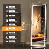 imageHasipu Full Length Mirror with Lights 67quot x 24quot LED Lighted Floor Standing Full Body Dressing Hanging Mounted Mirror Dimmable Tempered Glass Safe to Use Square BlackBlack