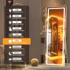 imageHasipu Full Length Mirror with Lights 67quot x 24quot LED Lighted Floor Standing Full Body Dressing Hanging Mounted Mirror Dimmable Tempered Glass Safe to Use Square BlackWhite