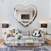 imageHasipu Heart Shaped Silver Mirror 24x24x08 inch Heart Mirror for Wall Decoration with Crystal Crush Diamond Wall Hang Frameless Mirror